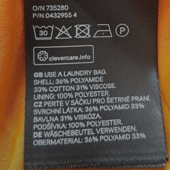 H&M / Floral Lace Pom-Pom Trim Long Sleeve Knee Length Dress Mustard Yellow Sz S - Picture 15 of 16